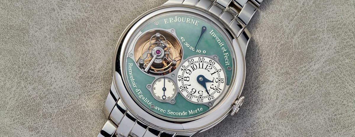 Side view revealing case proportions and the interplay of platinum case with leather strap