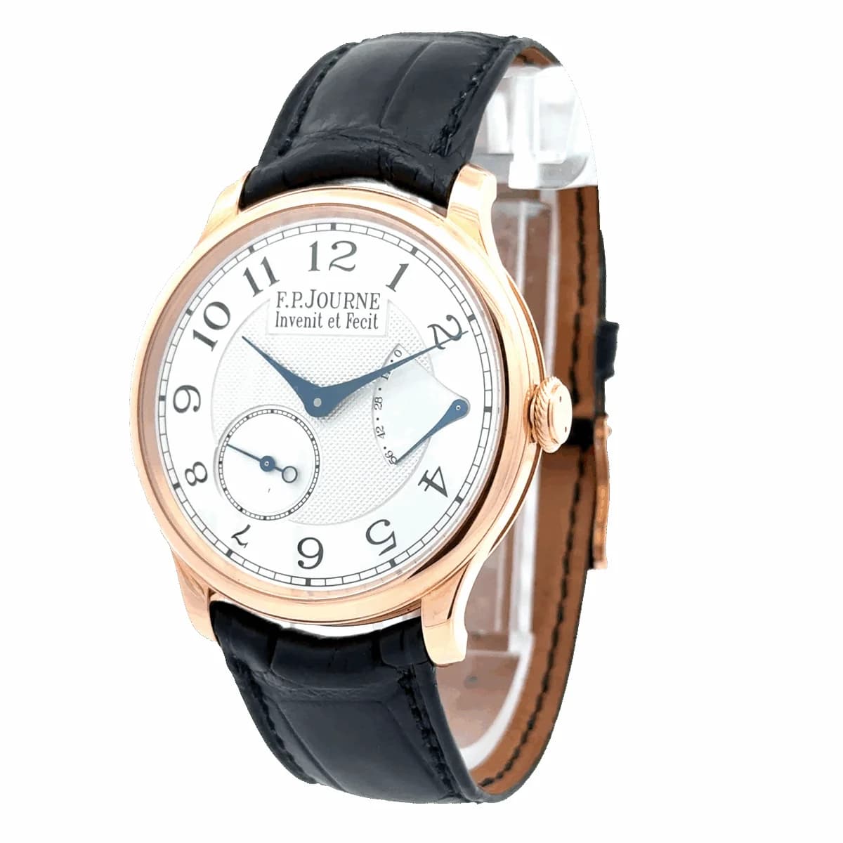 Crown detail on the Chronometre Souverain. The two-position crown handles winding and time setting.