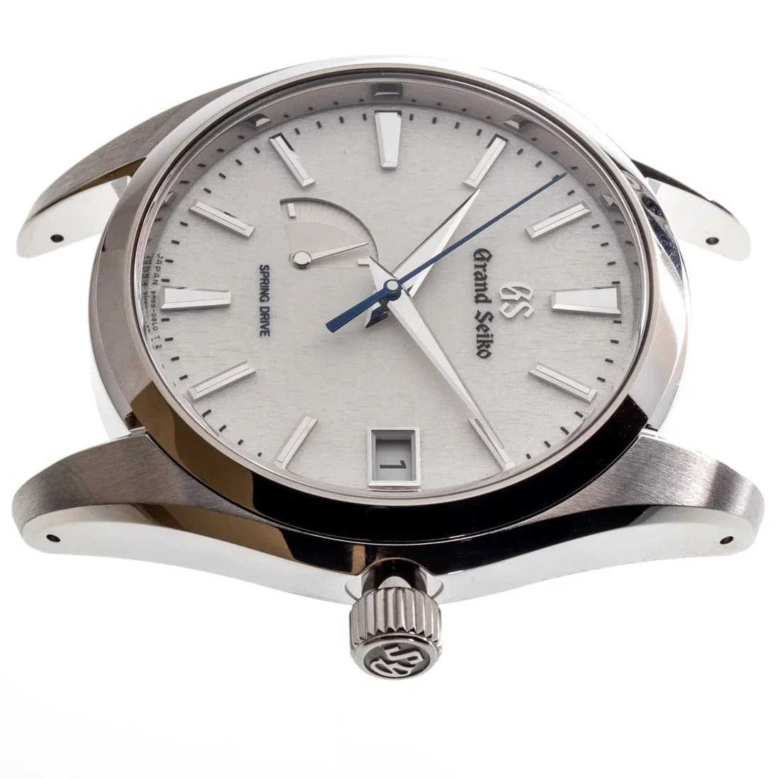 Exhibition caseback showing the 9R65 movement with striped bridges, Grand Seiko finishing, and THIRTY JEWELS engraving
