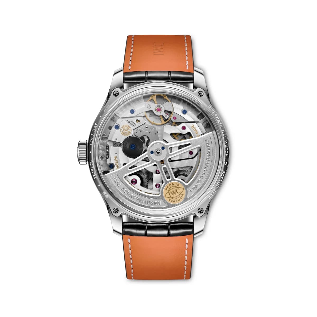 Close-up dial macro showing the raised lacquered minute flange, leaf-shaped hands, and rhodium-plated Arabic numerals