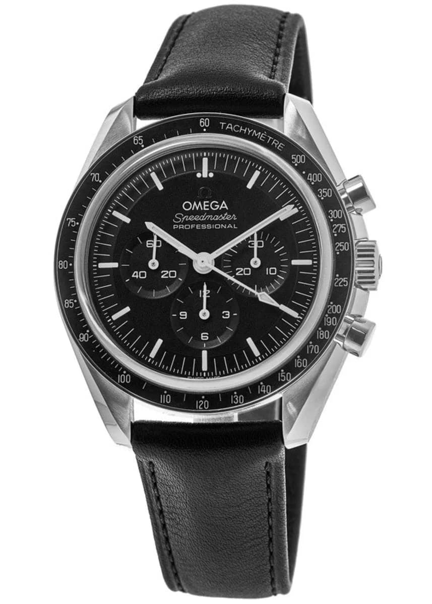 Crown and chronograph pushers showing the asymmetric case design