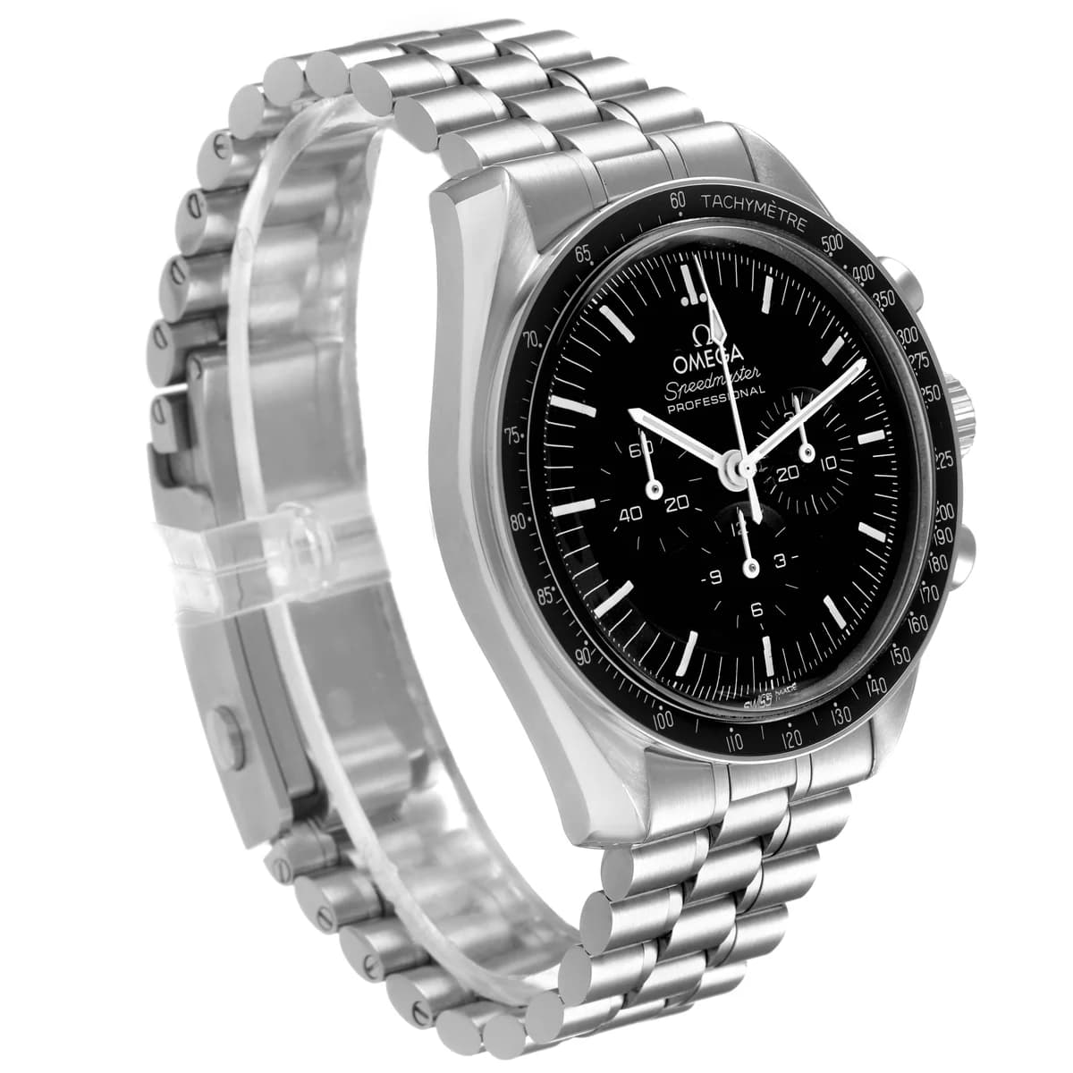 Solid caseback with Seahorse emblem, Co-Axial Master Chronometer Moonwatch inscription