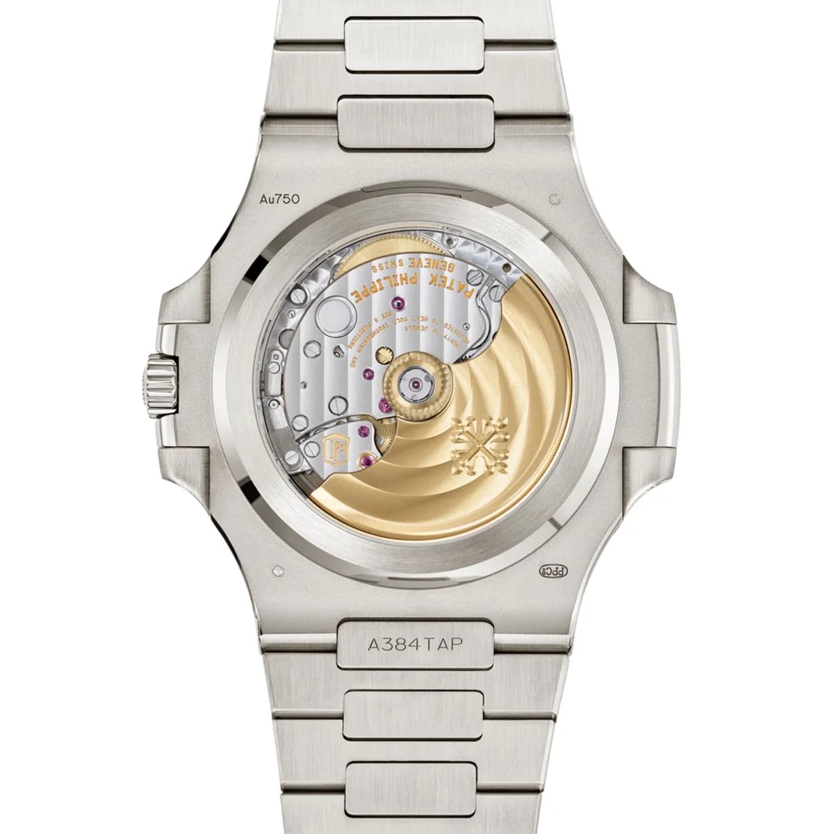 Side profile: the crown with Calatrava cross, case thickness, satin and polished finishing