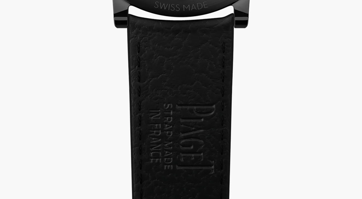 The alligator leather strap with Kevlar insert, matched to the 2mm case thickness.