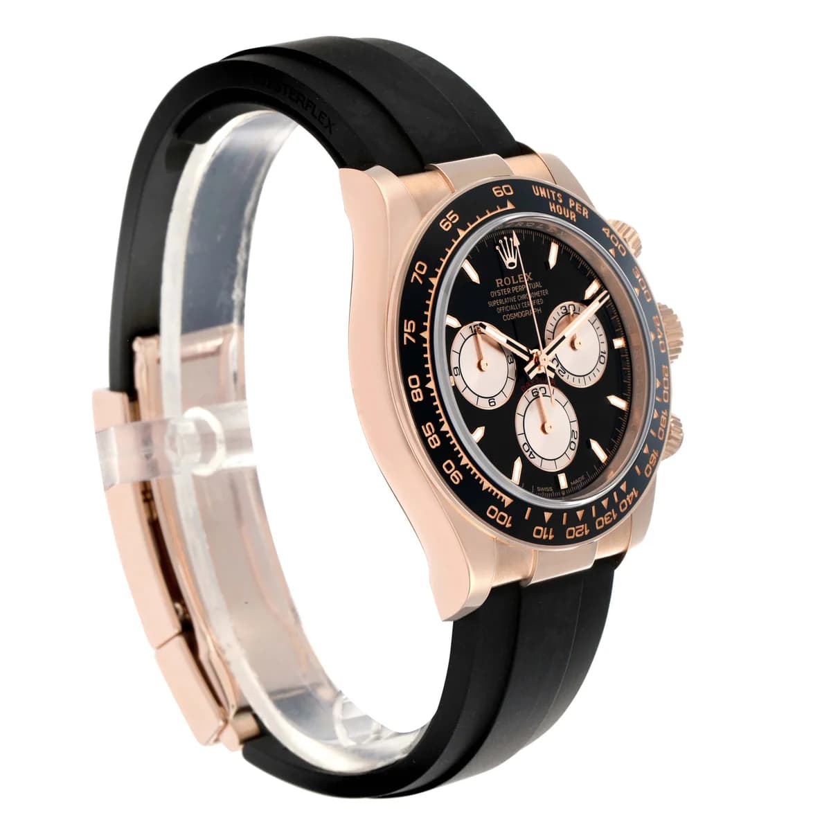 Rolex Cosmograph Daytona 126515LN in 18kt Everose gold with black dial and sundust sub-registers