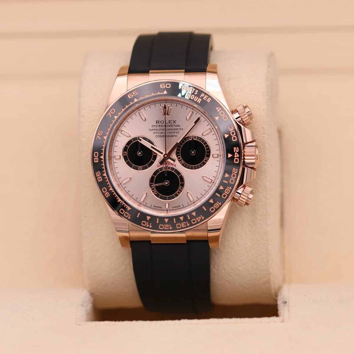 Rolex Daytona Oysterflex Everose "Sundust" detail 12