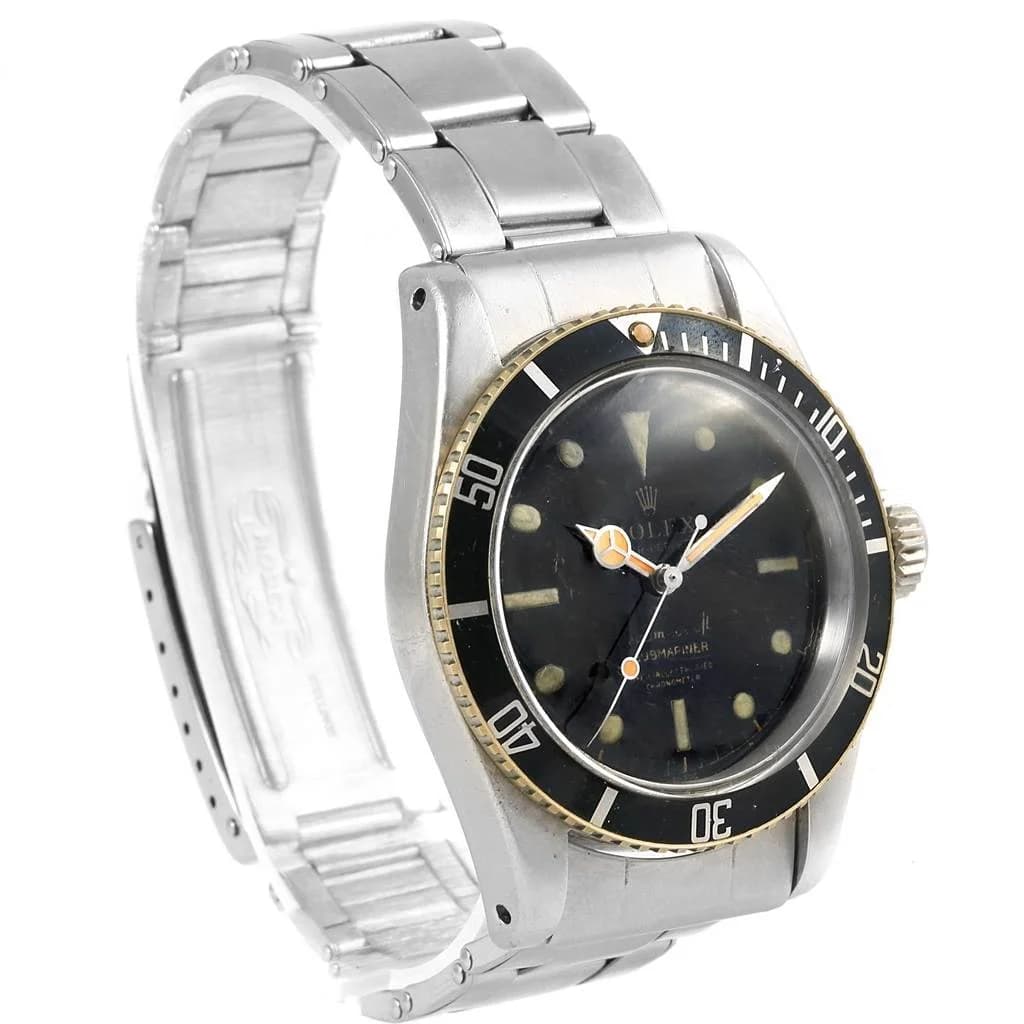 The 6538 Big Crown: gilt 4-liner chronometer dial with aged radium lume, bidirectional bezel with red triangle at 12