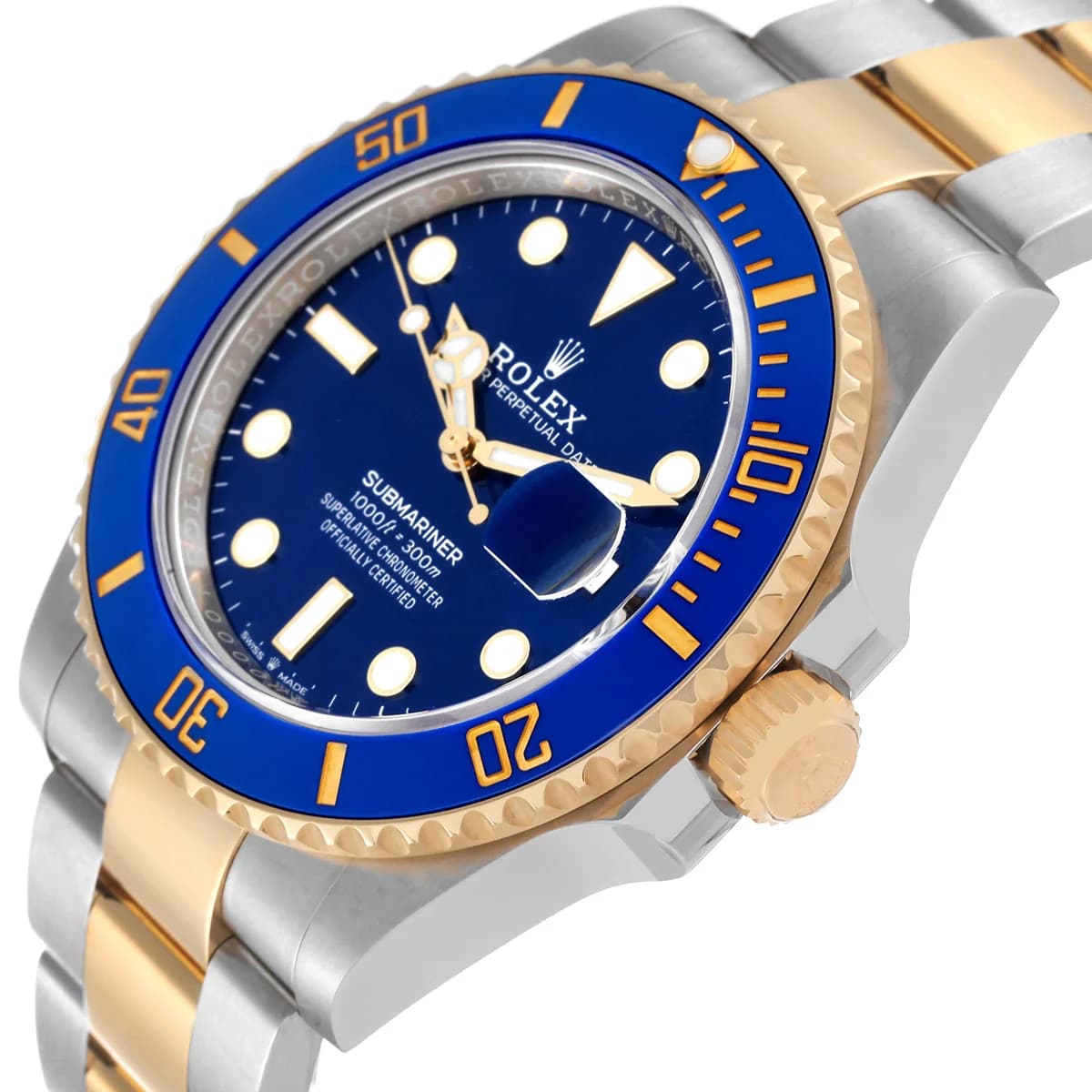 Crown side profile showing the gold crown guards and caseback edge