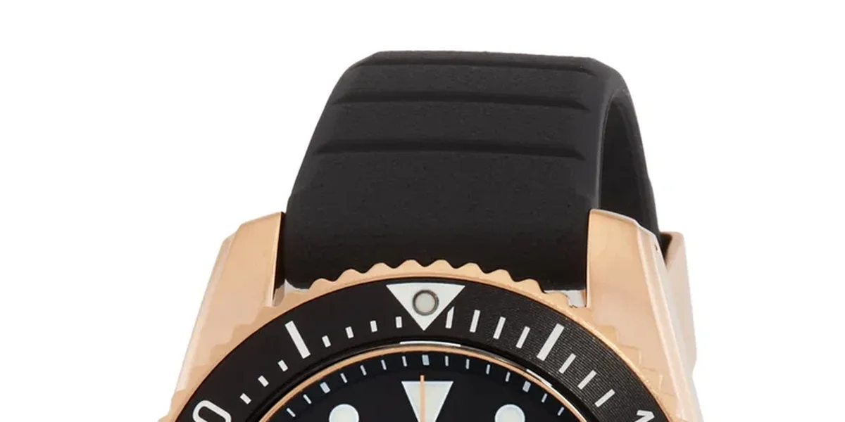 Deployant clasp: rose-gold tone stainless steel with push-button release