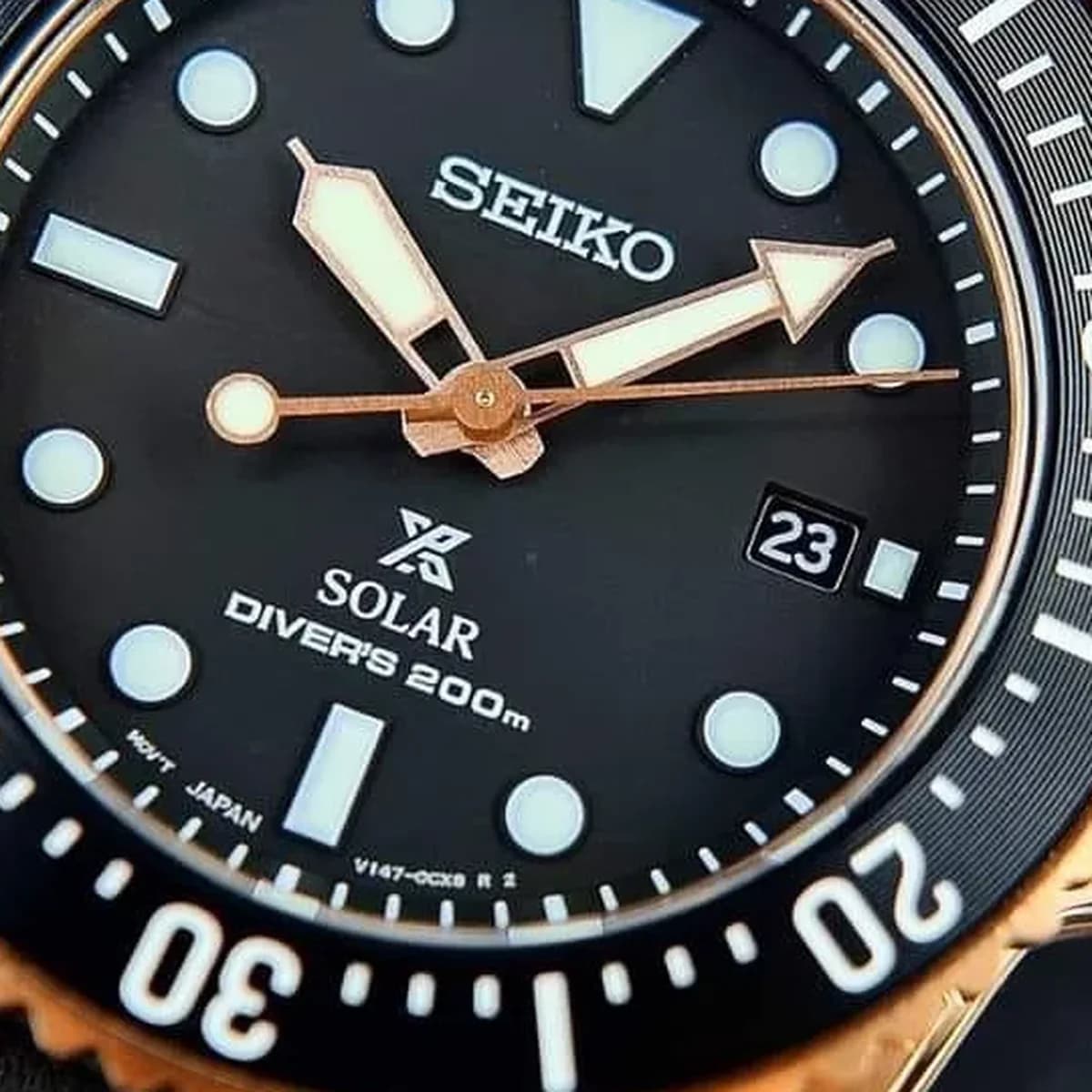 Crown detail: signed S crown with integrated crown guards